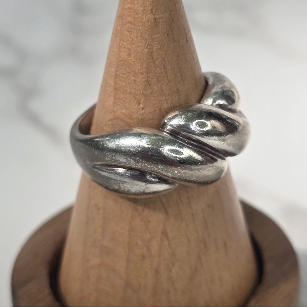 Vintage Sterling Silver 925 Twisted Bypass Ring Size 7 Statement 5.3g - Picture 8 of 12